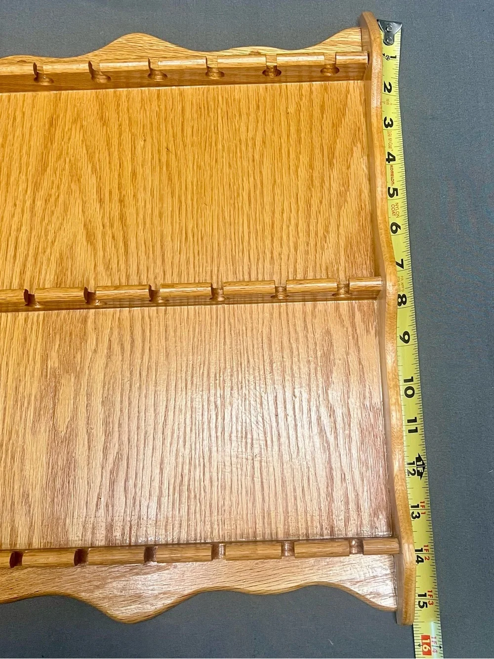 VTG Three Tier Wooden Spoon Rack Wall Hanging Collector Spoon Display 24 Slots